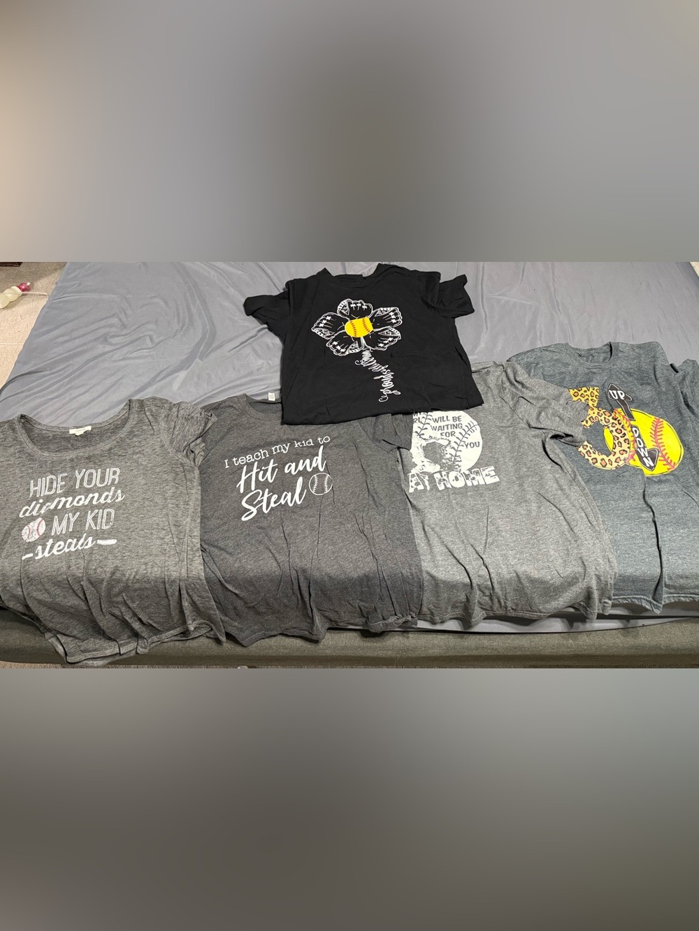 Baseball Graphic Tee Trio - Black & Gray Prints